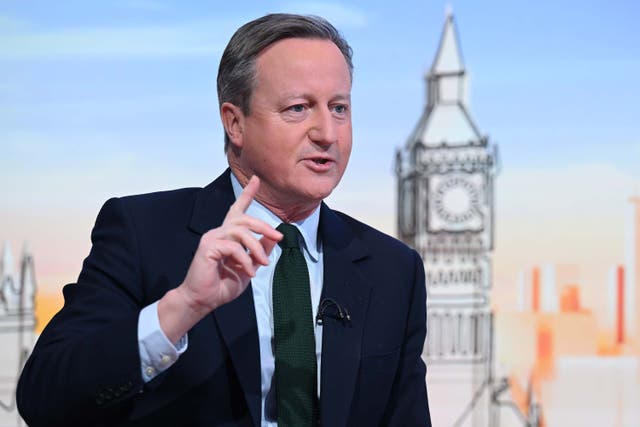 <p>Foreign Secretary Lord David Cameron appearing on the BBC1 current affairs programme, Sunday With Laura Kuenssberg (Jeff Overs/BBC/PA)</p>