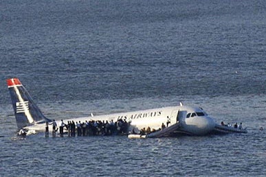 The 155 passengers and crew of the Airbus 320 await rescue on the river
