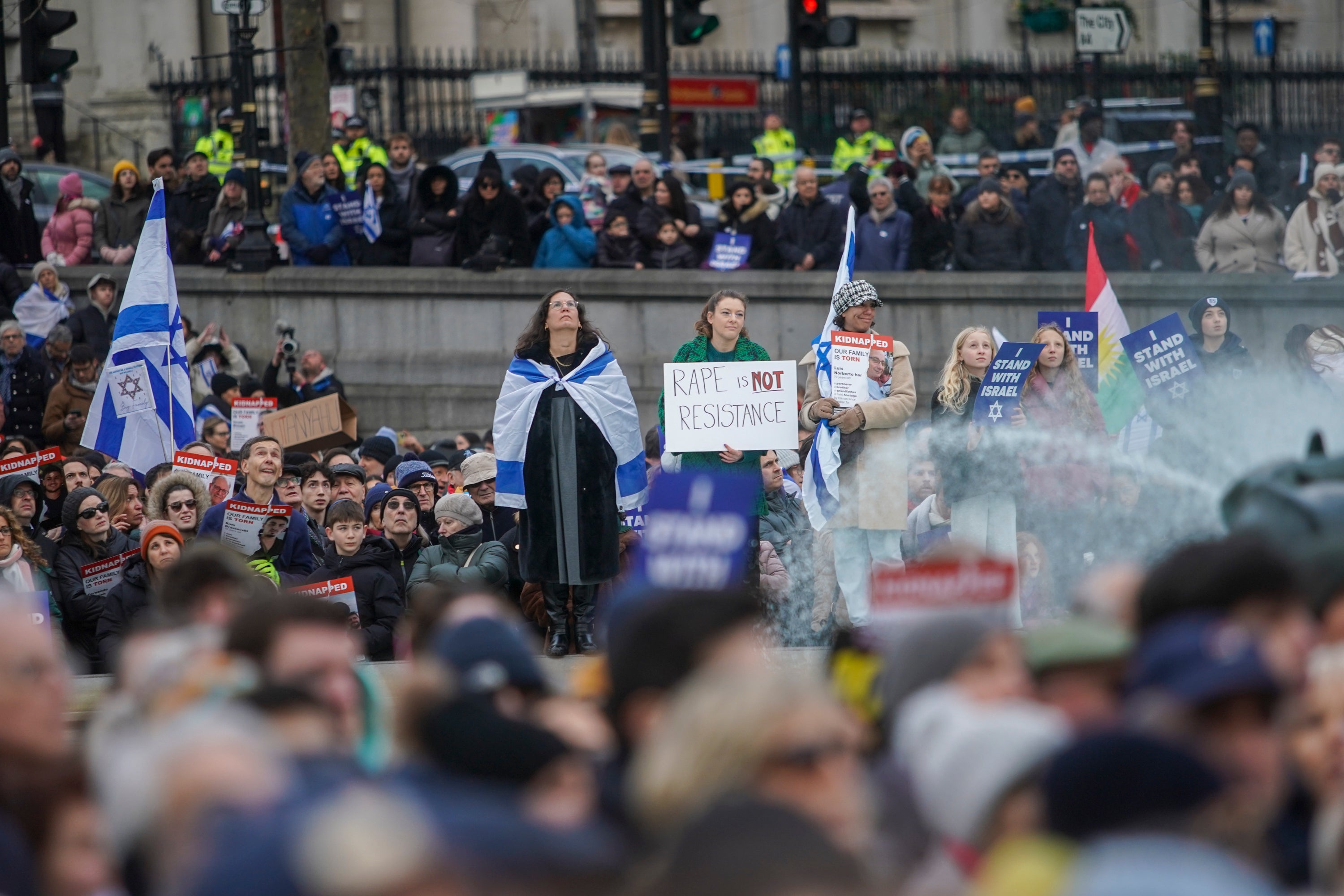 Protesters in Trafalgar Square, London