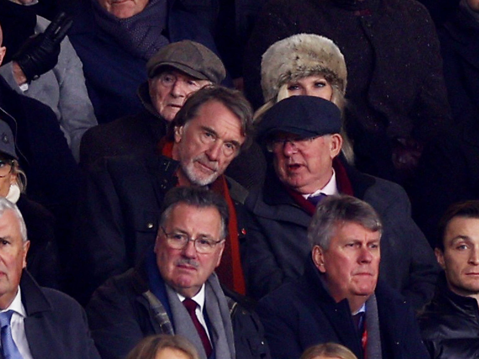 Sir Jim Ratcliffe and Sir Alex Ferguson chat during United’s draw with Tottenham