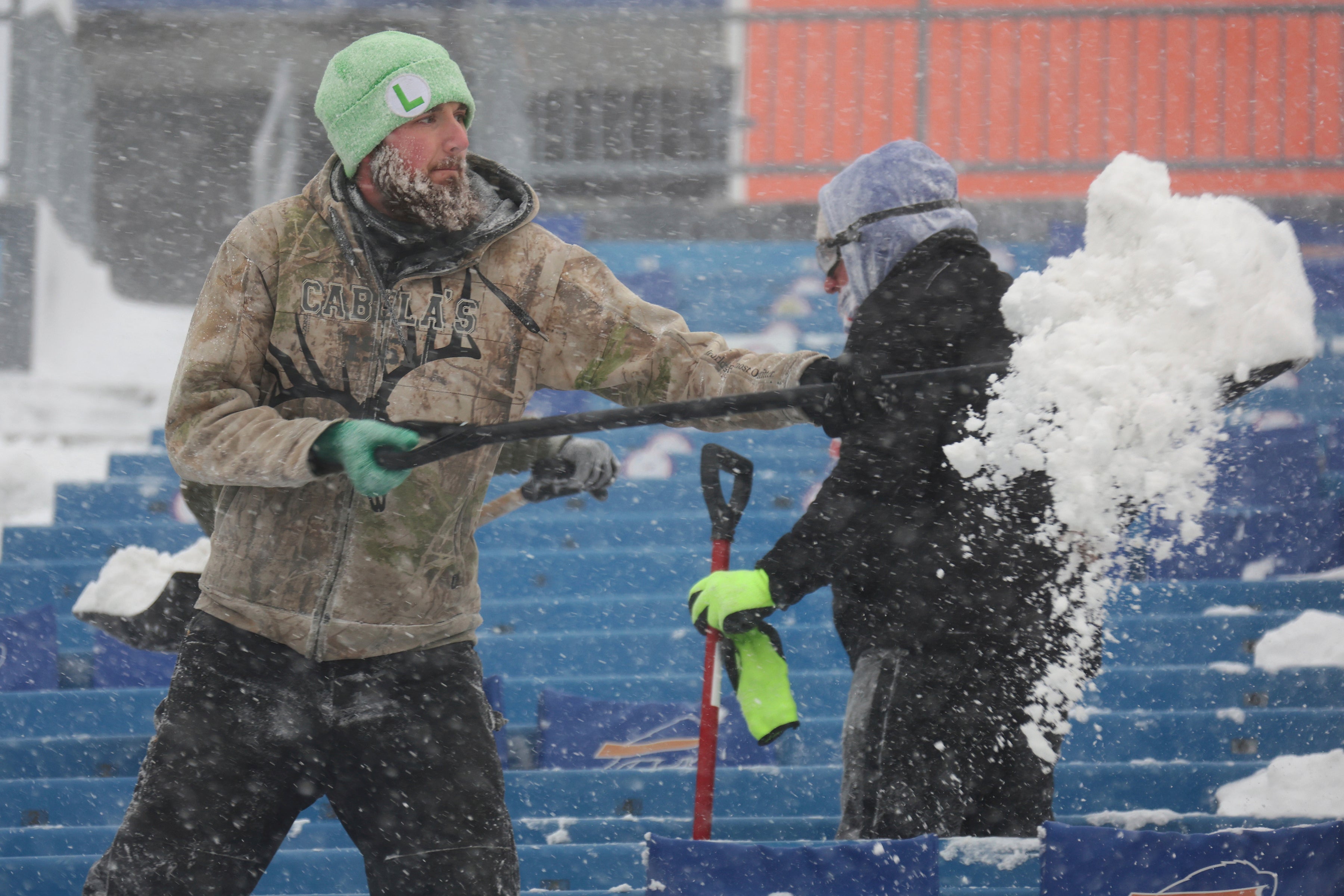 Sun Is Out And Crews Are Busy Digging Out Snow-covered Stadium For ...