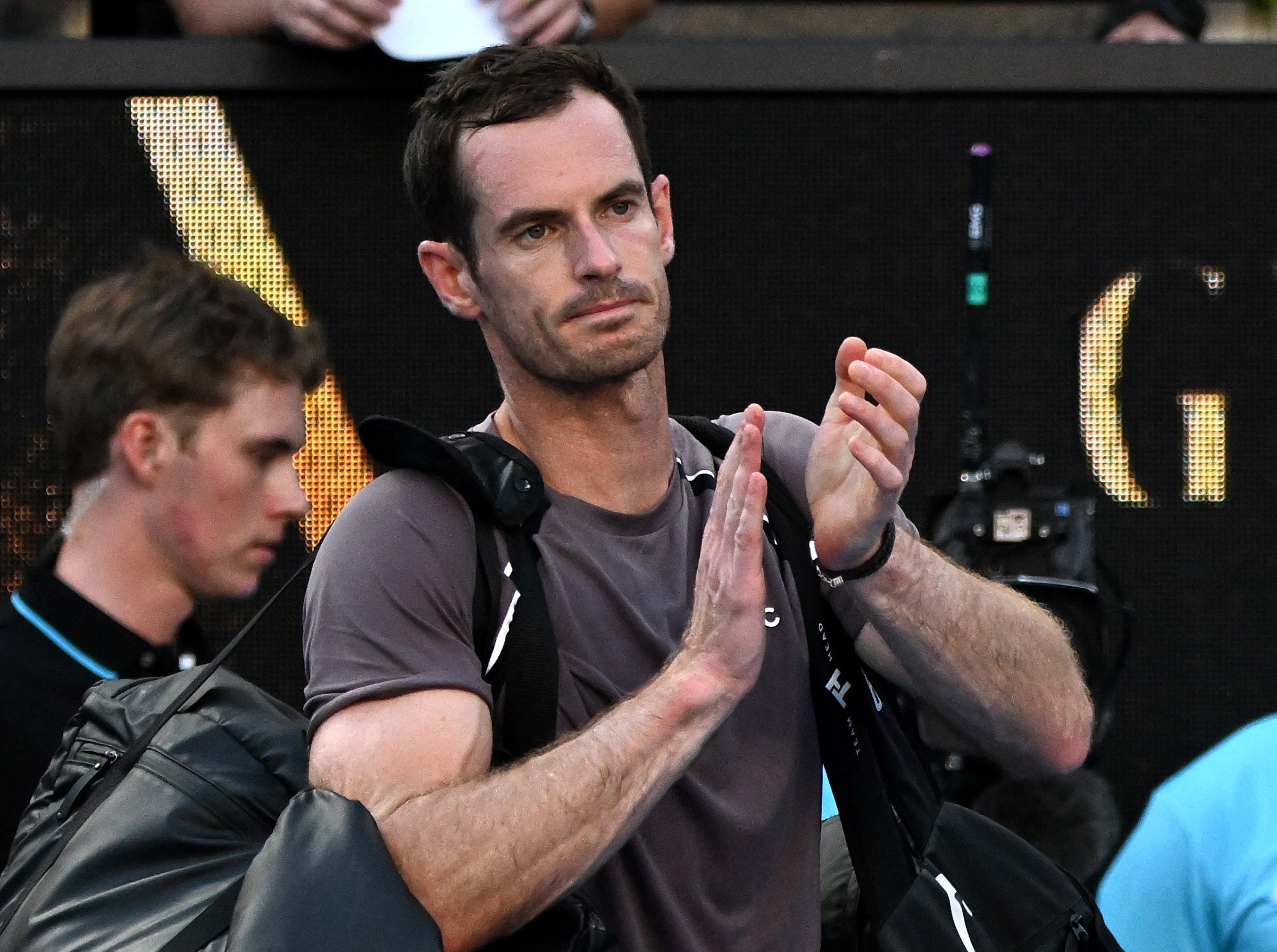 Murray looked emotional as he waved goodbye to the crowd