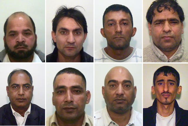 <p>Top row left to right: Abdul Rauf, Hamid Safi, Mohammed Sajid and Abdul Aziz; Bottom row left to right: Abdul Qayyum, Adil Khan, Mohammed Amin and Kabeer Hassan. The men were found guilty of conspiracy and rape</p>
