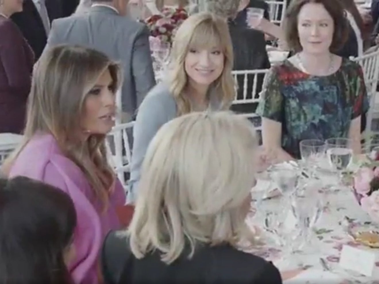 The video contains a weird, extended complaint about Melania Trump having lunch with friends