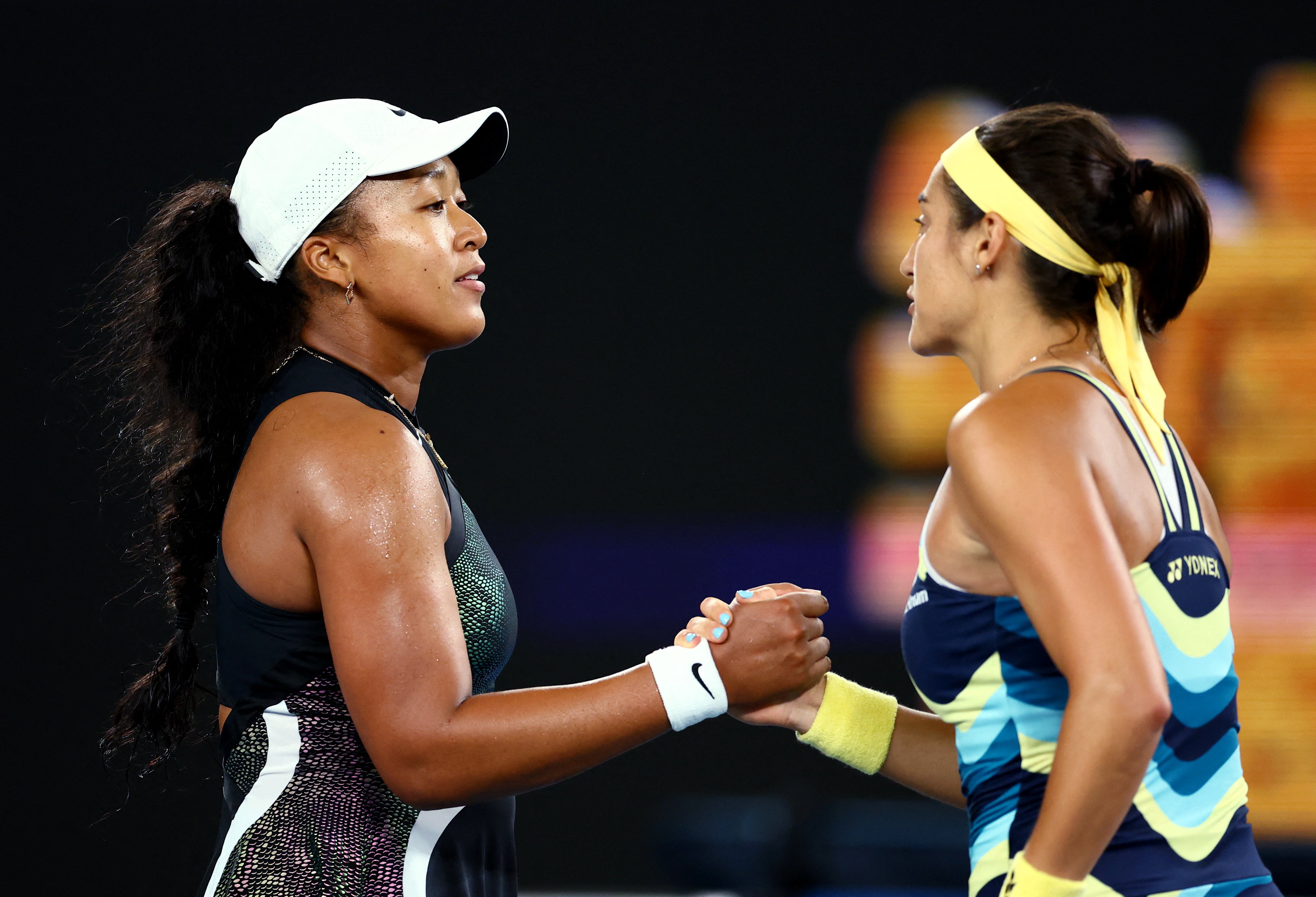 Garcia, right, put an end to Osaka’s comeback