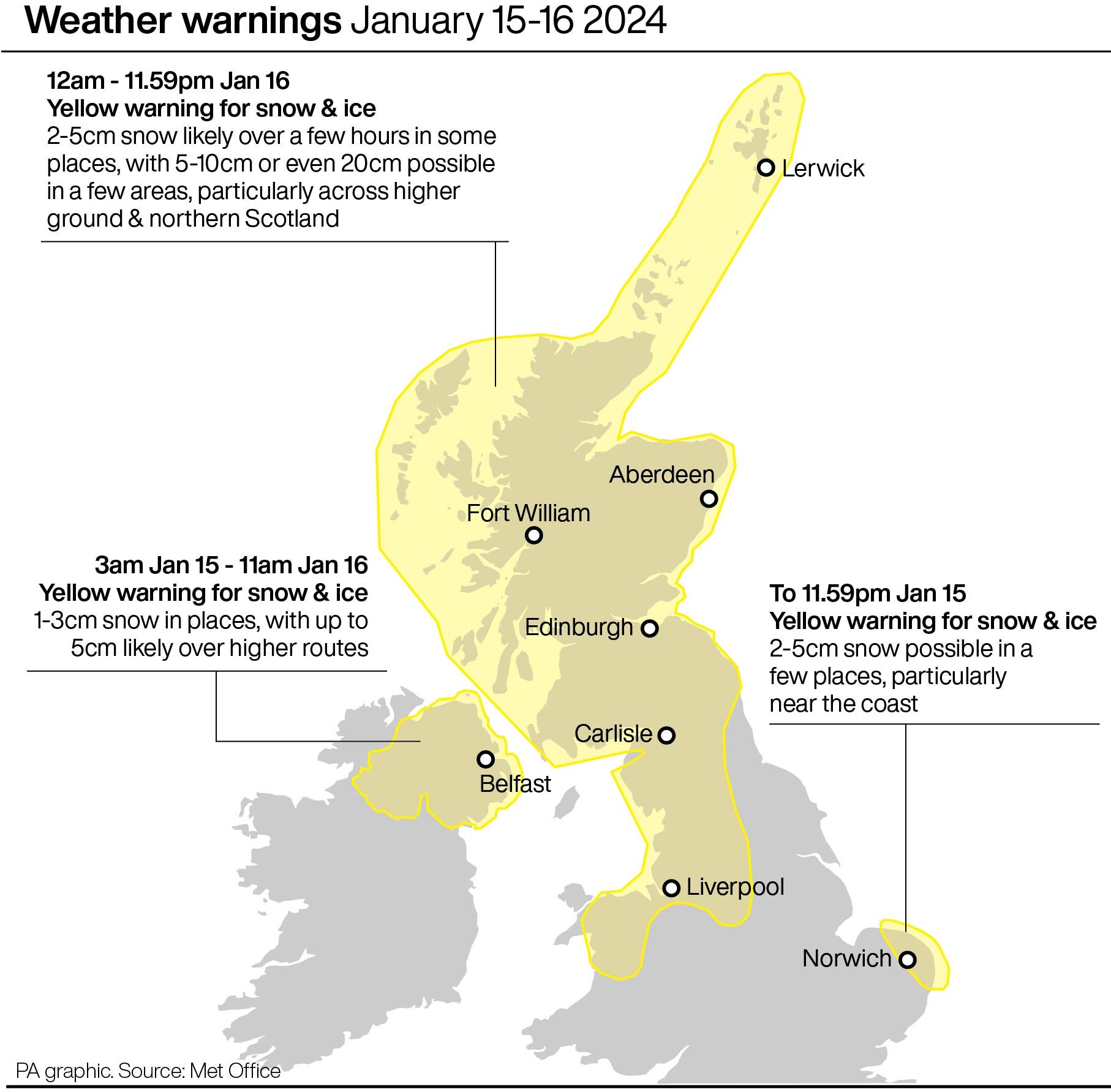 The weather warnings that had been put in place over Monday and Tuesday