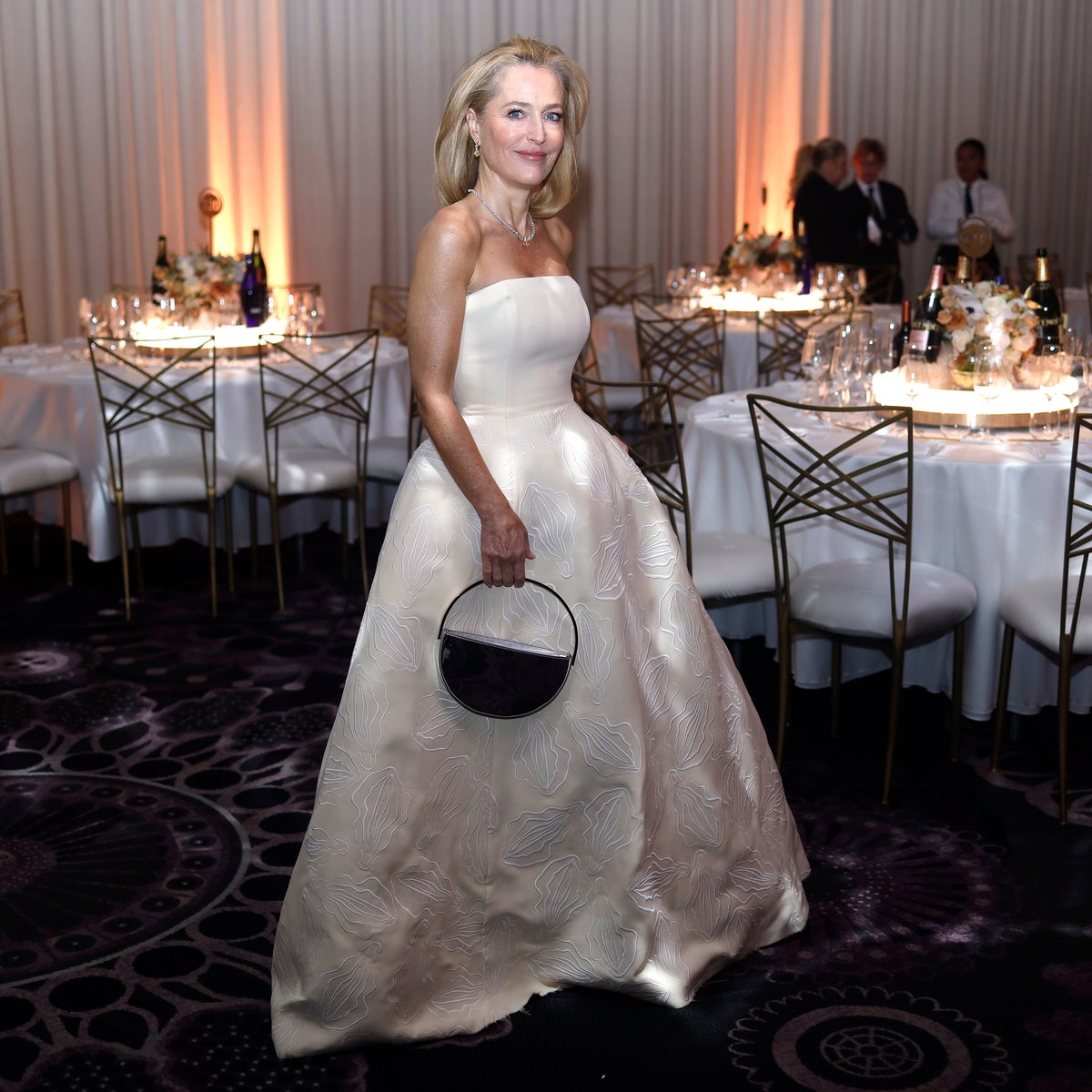 vulva dress golden globes Gillian Anderson's vagina motif gown and all the best Golden Globes fashion