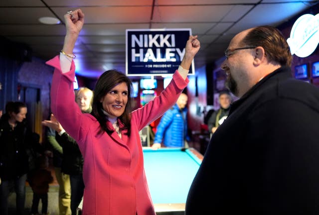 <p>Nikki Haley in Iowa on Monday ahead of her disappointing performance in the caucuses  </p>