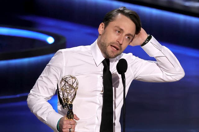 <p>Well-calibrated verisimilitude: Kieran Culkin delivers a charming acceptance speech for his role in ‘Succession’ at last night’s Emmys</p>