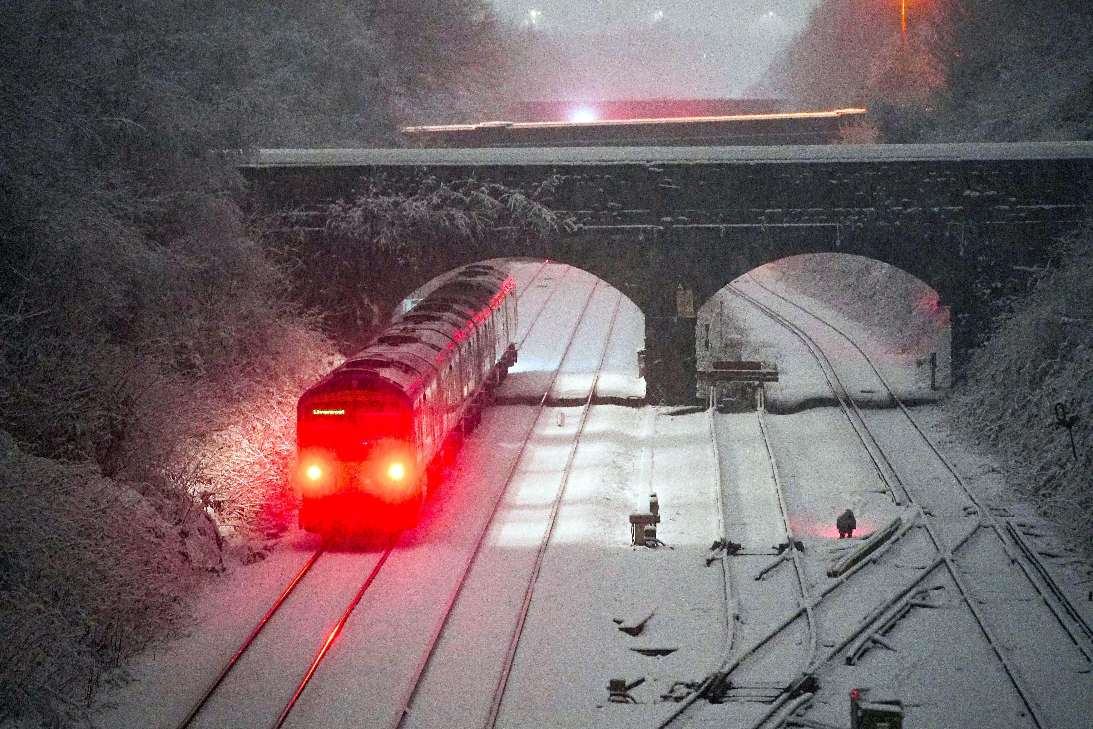 Snow has caused transport disruption with drivers urged to show caution