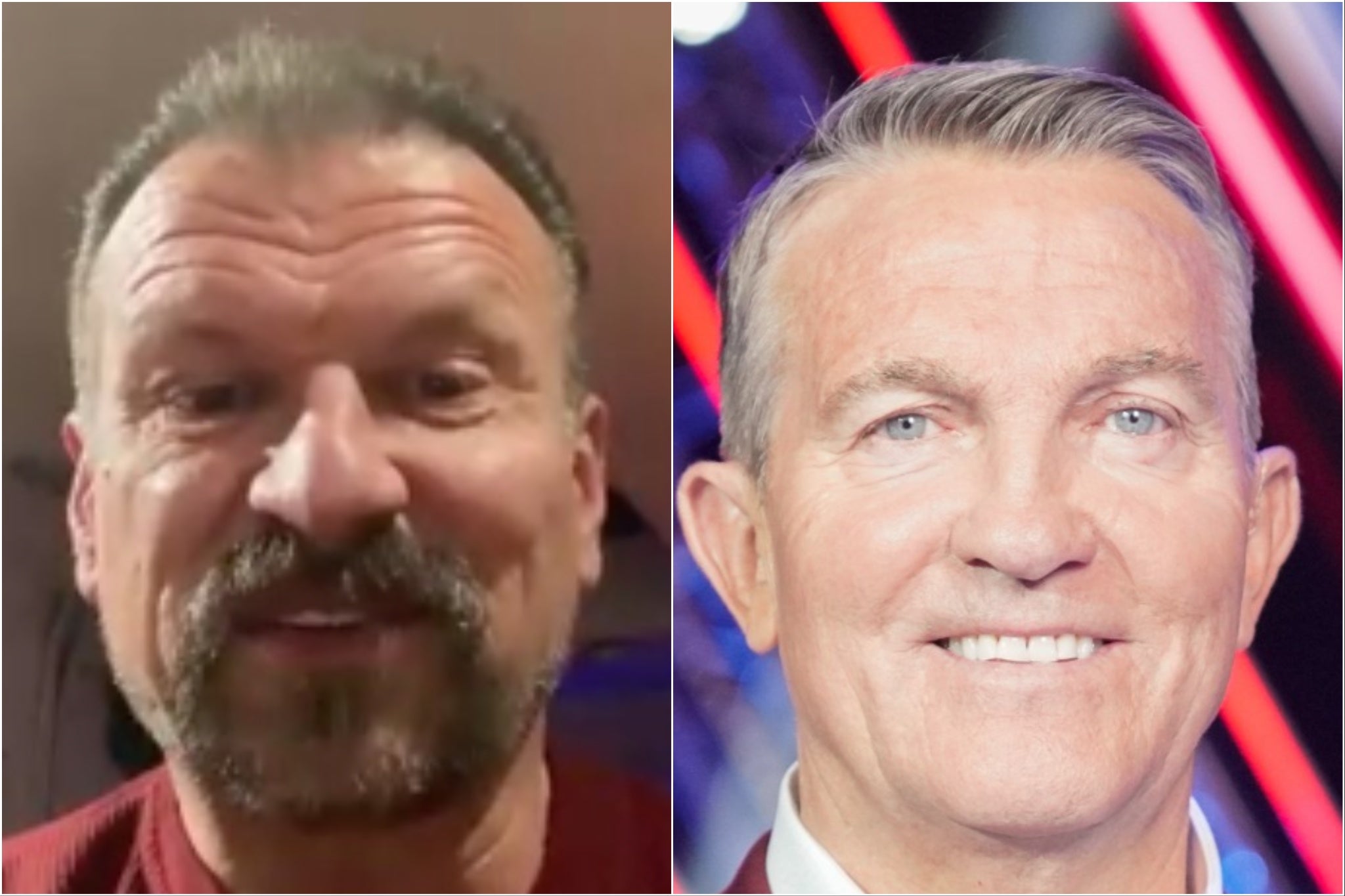 <p>Former Gladiators contestant Alex Georgijev and new presenter Bradley Walsh </p>