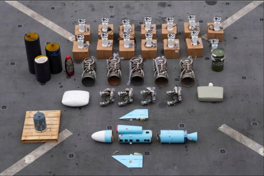 Iranian-made missile components bound for Houthi members seized off a vessel in the Arabian Sea