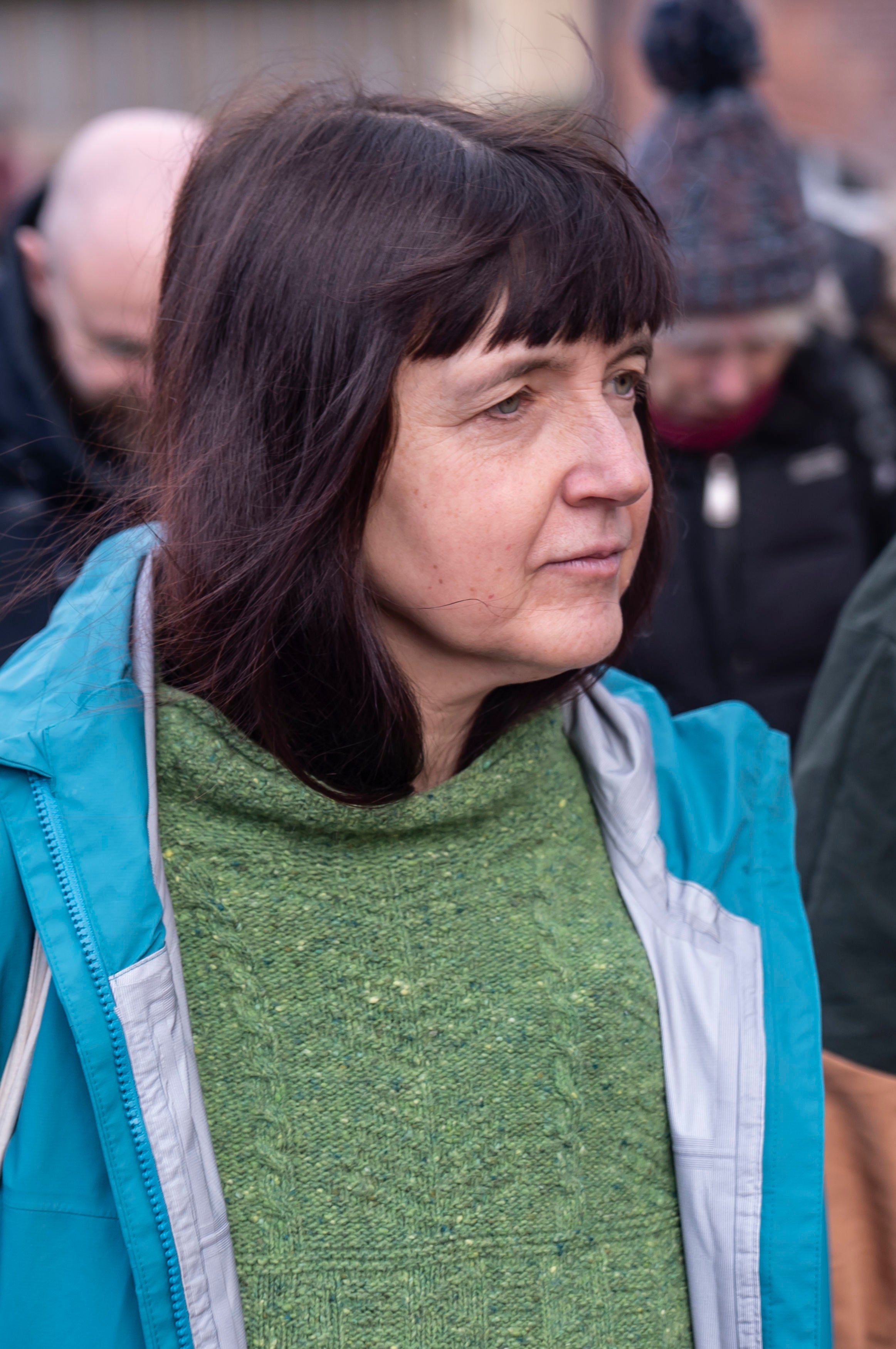 Just Stop Oil activist Margaret Reid outside Sheffield Magistrates' Court in January