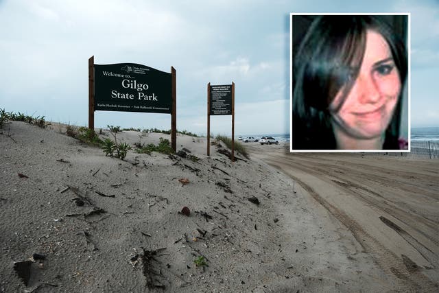 <p>The body of Maureen Brainard-Barnes (inset) was found close to Gilgo Beach  </p>