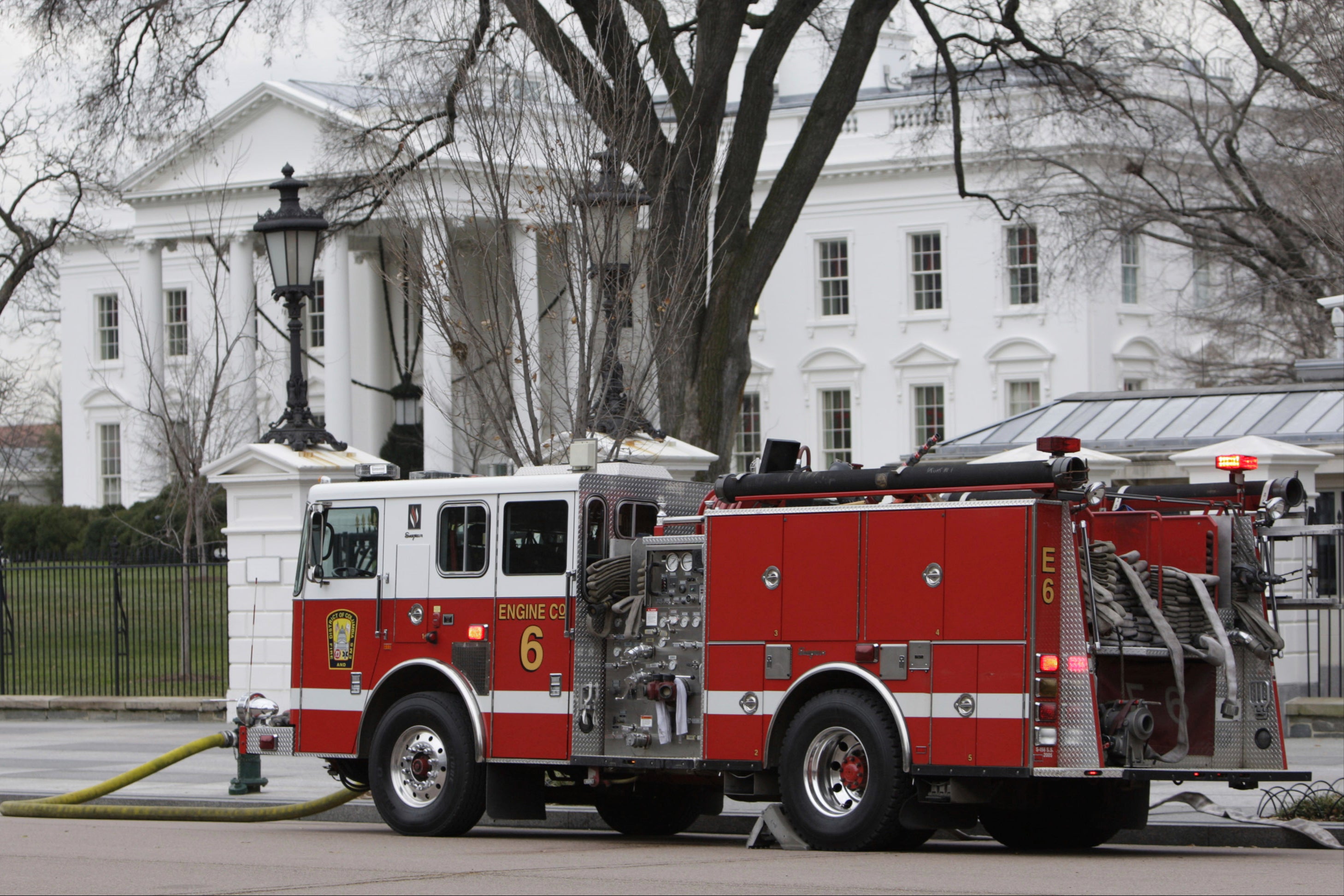 A fire truck outside the White House following a reported ‘swatting' incident on 15 January
