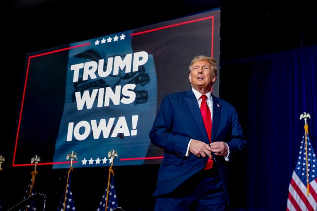 <p>The former president after his convincing win in the Republican Iowa caucuses</p>
