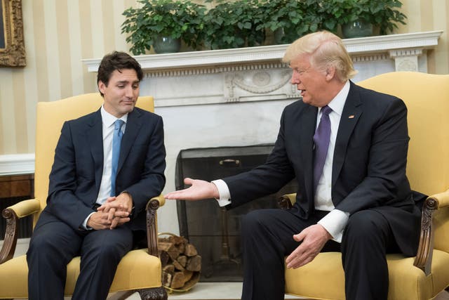 <p>Justin Trudeau with Donald Trump in the Oval Office in February 2017</p>