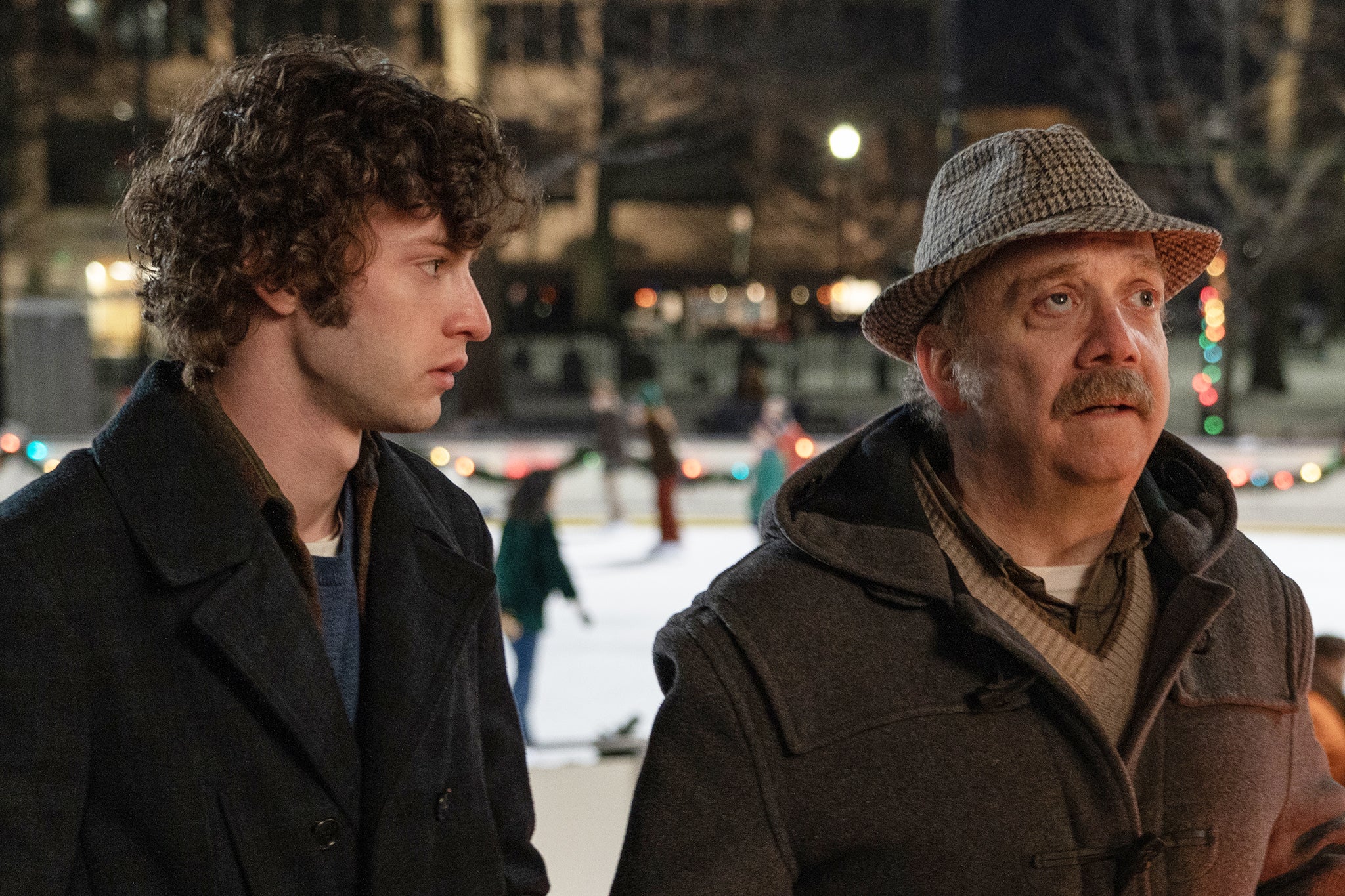 <p>Dominic Sessa and Paul Giamatti in ‘The Holdovers’ </p>