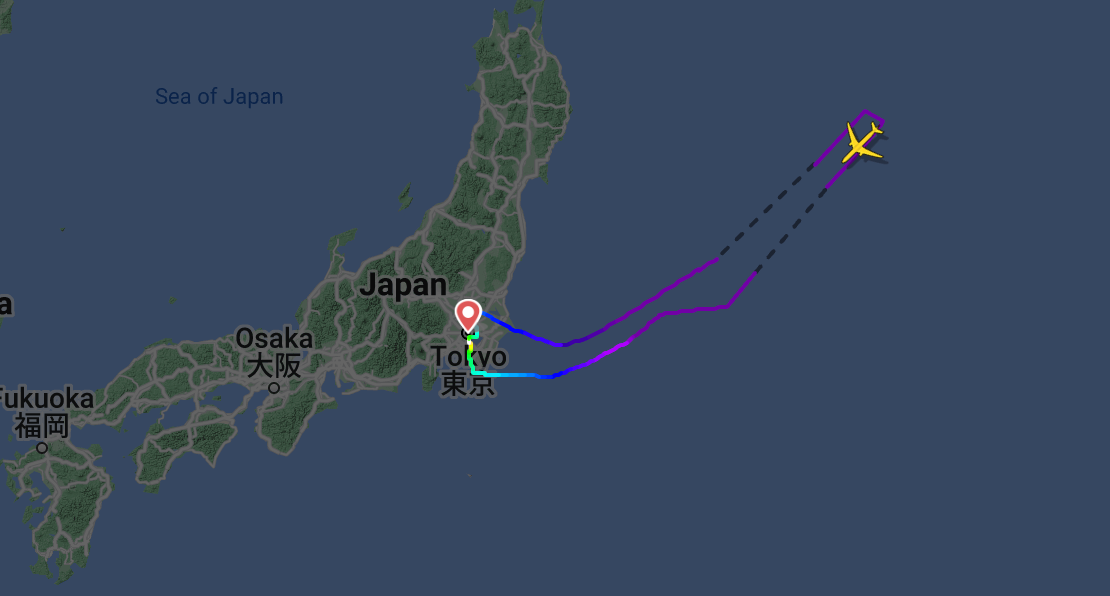 An All Nippon Airways flight bound for Seattle made a sudden U-turn over the Pacific Ocean on Tuesday night