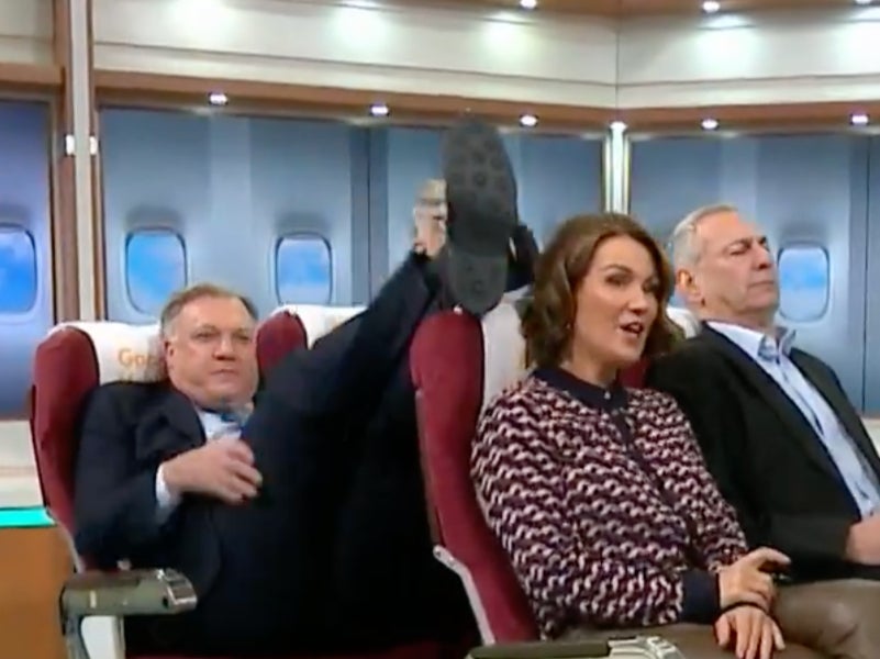 ‘GMB’ presenter Ed Balls kicks co-host Susanna Reid in the head