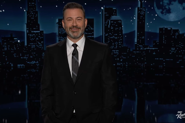 <p>Late-night host Jimmy Kimmel mocked the bizzare video in which Donald Trump appears to proclaim himself God’s chosen emissary on Earth</p>