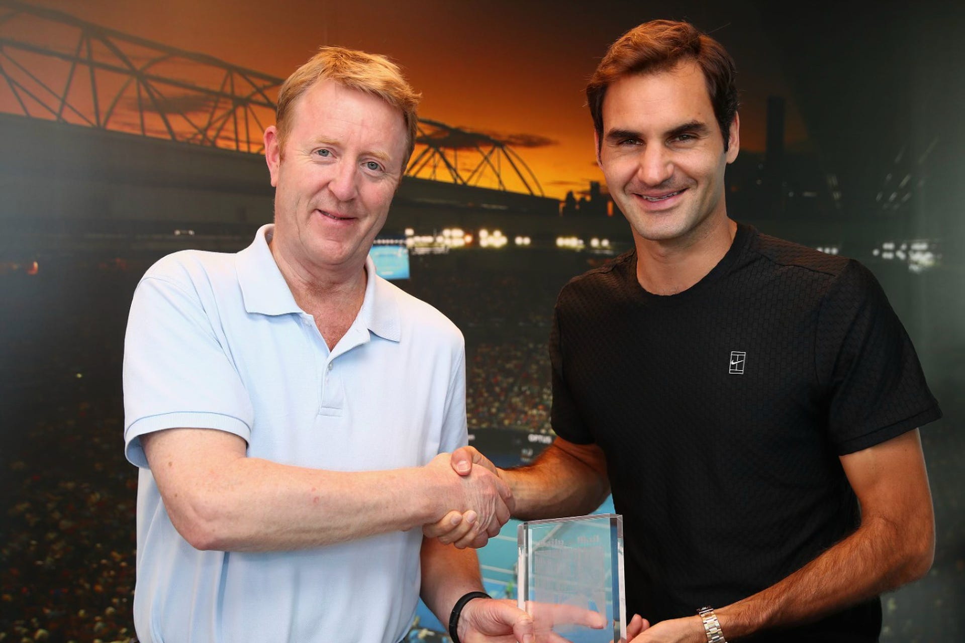 Mike Dickson, the Daily Mail’s long-serving tennis correspondent (pictured with Roger Federer), has died at the age of 59