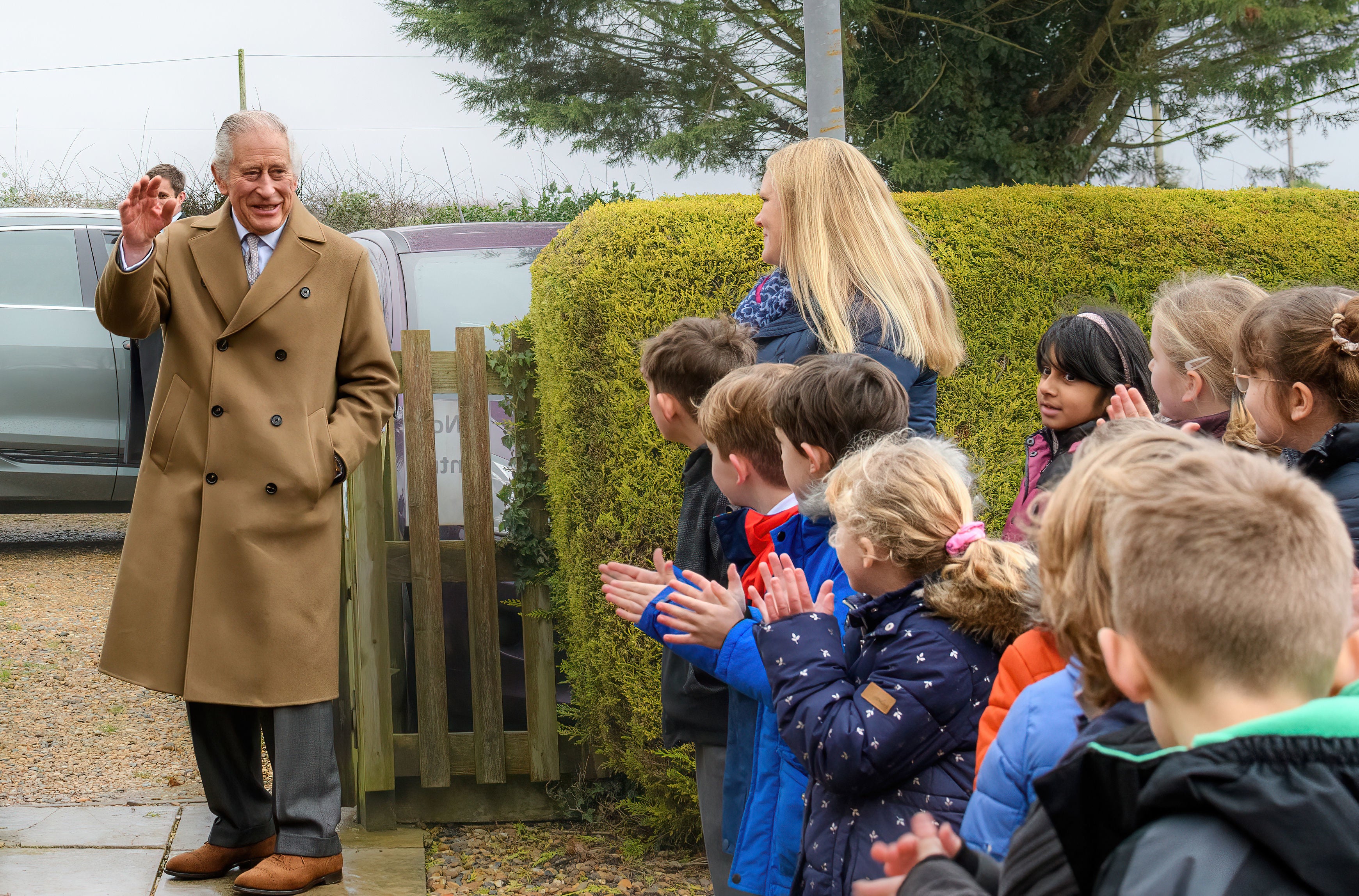 King Charles was pictured meeting school children in West Norfolk on Friday, 5 January
