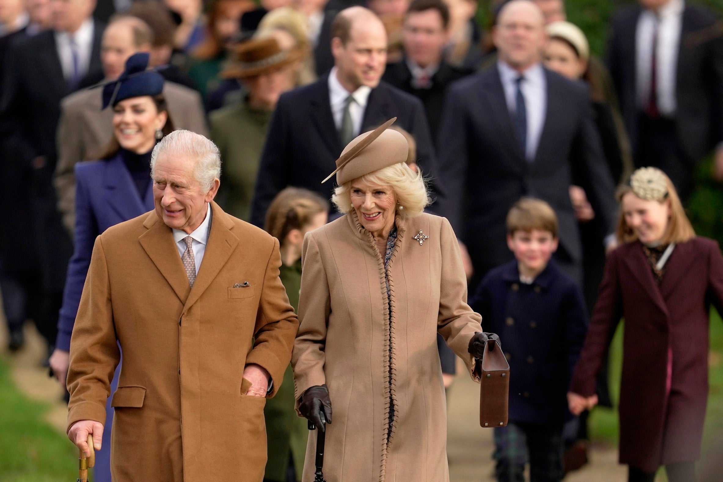 File photo: King Charles III, pictured here with Queen Camilla attending a Christmas day service in Norfolk, will attend hospital next week