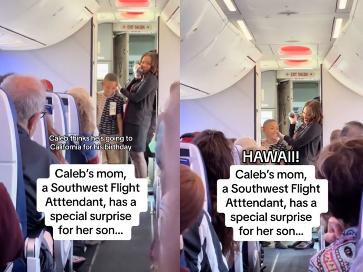 Southwest Airlines flight attendant asks passengers for help surprising son on his birthday