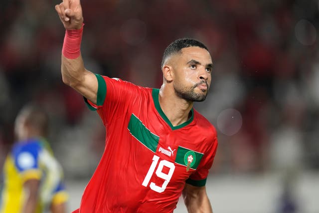 Youssef En-Nesyri scored Morocco’s third (Themba Hadebe/AP)
