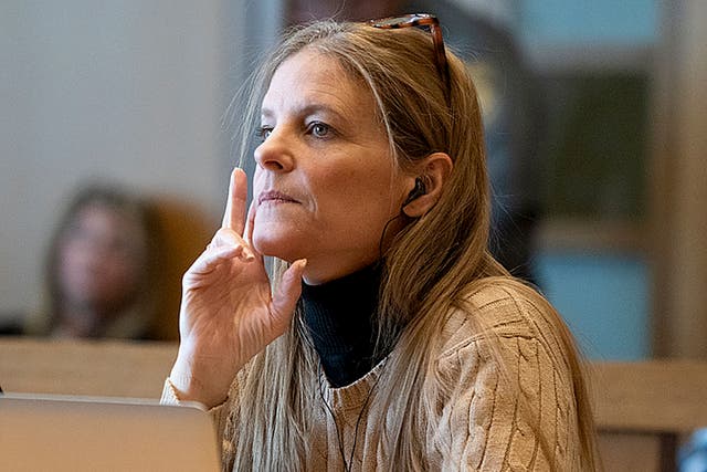 <p>Michelle Troconis listens to arguments at the start of her trial on 11 January 2024, in Stamford, Connecticut </p>