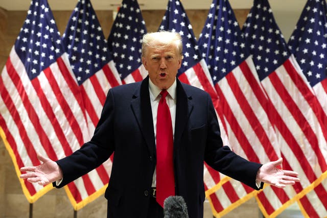 <p>Donald Trump speaks from 40 Wall Street on 17 January. </p>