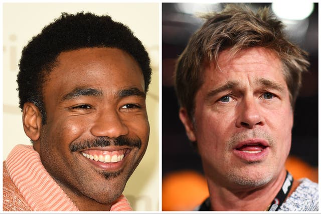 <p>Donald Glover (left) and Brad Pitt</p>