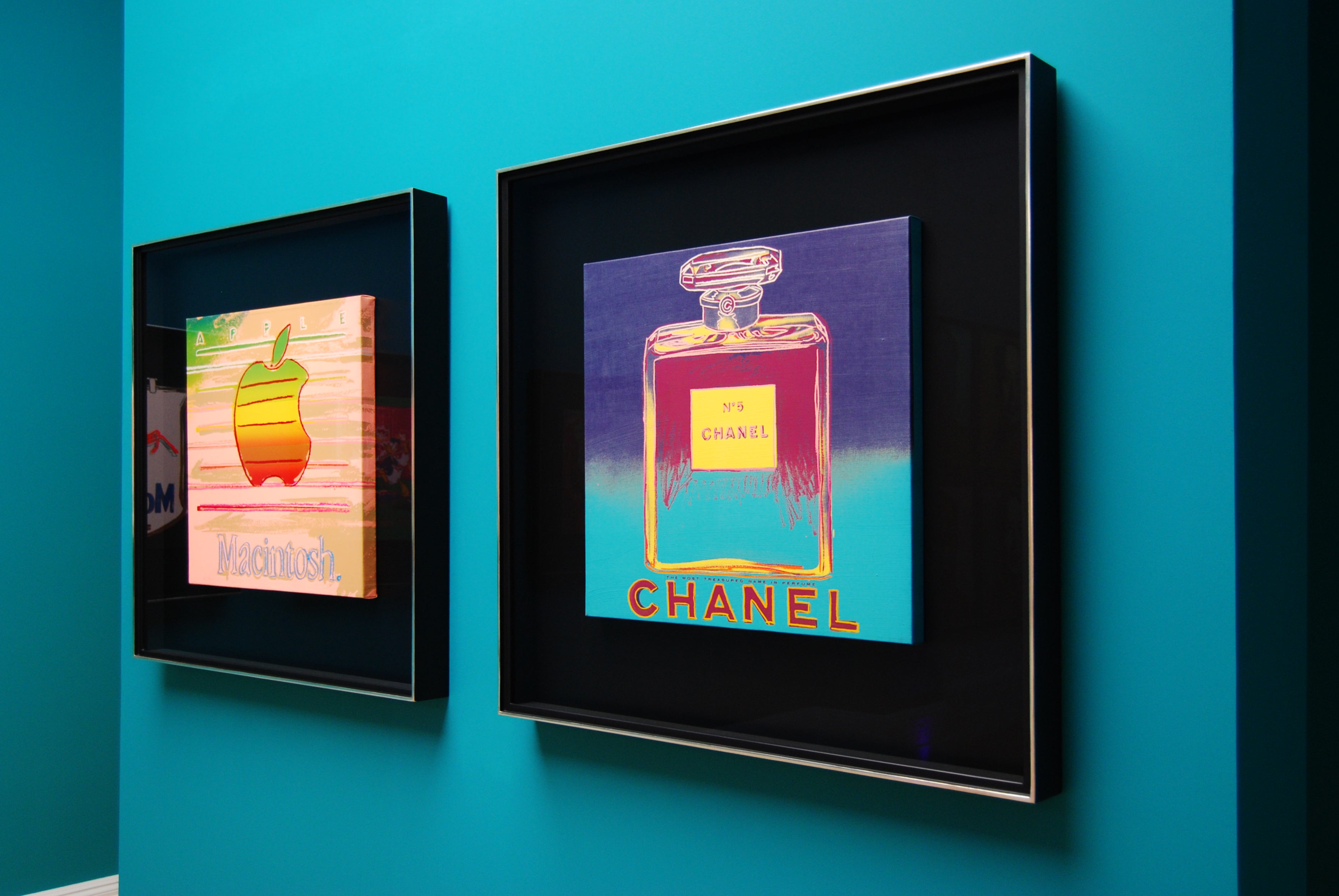 Warhol reimagined famous adverts, including Apple Macintosh and Chanel No 5