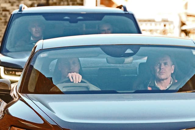 The Prince of Wales drives away from the London Clinic, in central London, after visiting the Princess of Wales (Lucy North/PA)