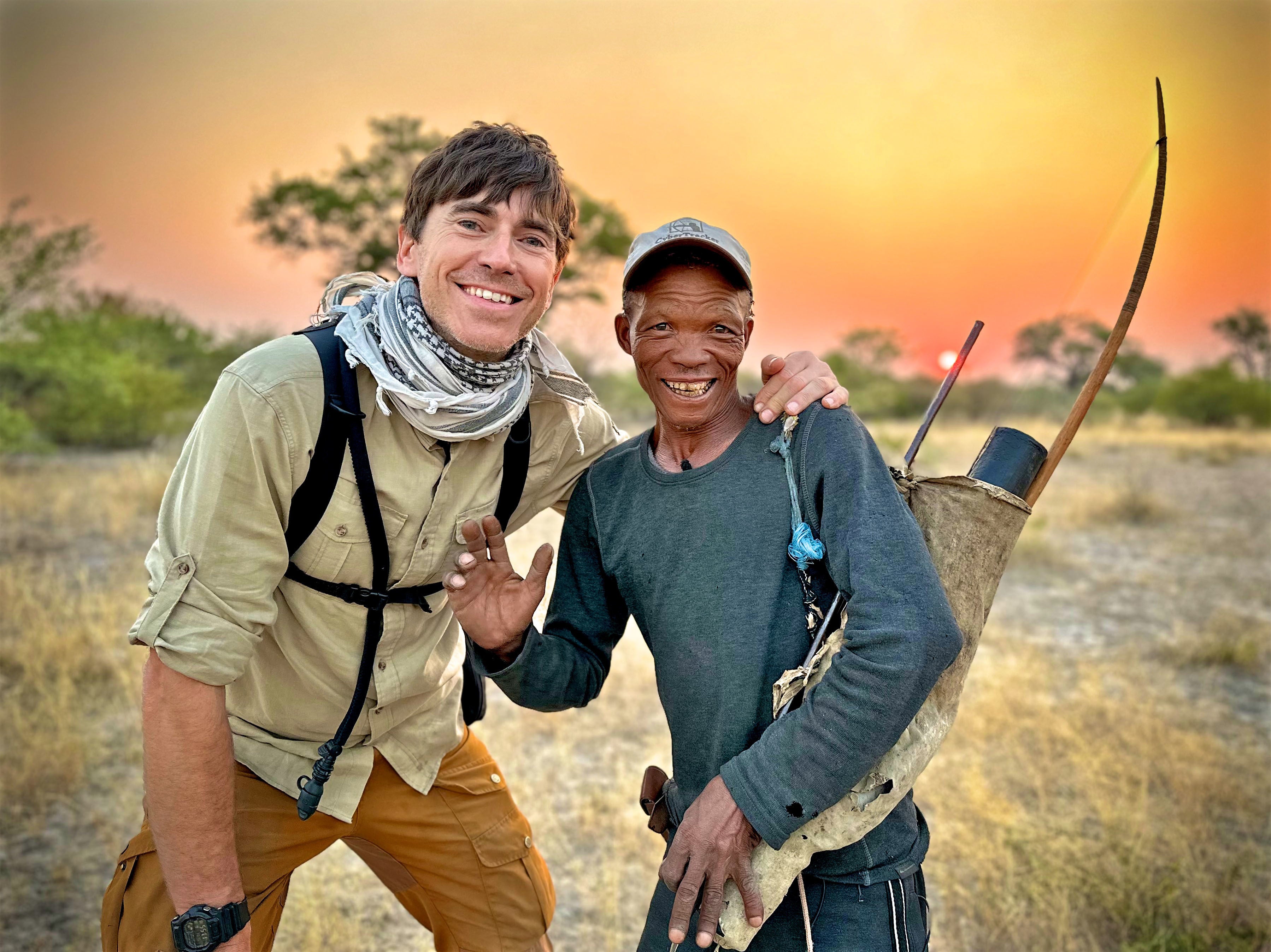 Reeve learnt how to track wildebeest with the San people in the Kalahari, a desert in southern Africa
