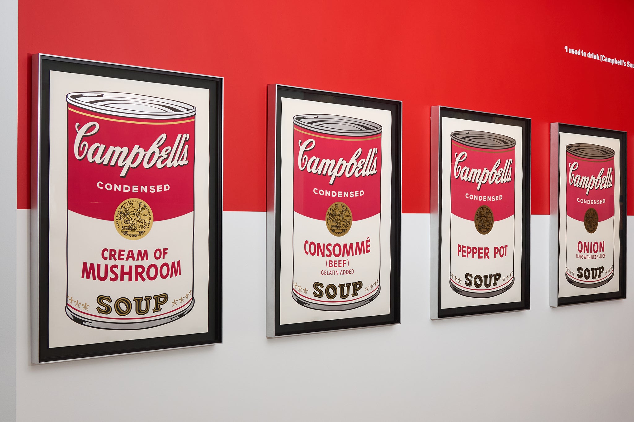 Warhol’s soup paintings take over the smaller of the two Mayfair art spaces dedicated to the exhibition
