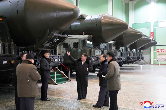 <p>File: Kim Jong-un inspecting an important military vehicle production plant at an undisclosed location in North Korea</p>