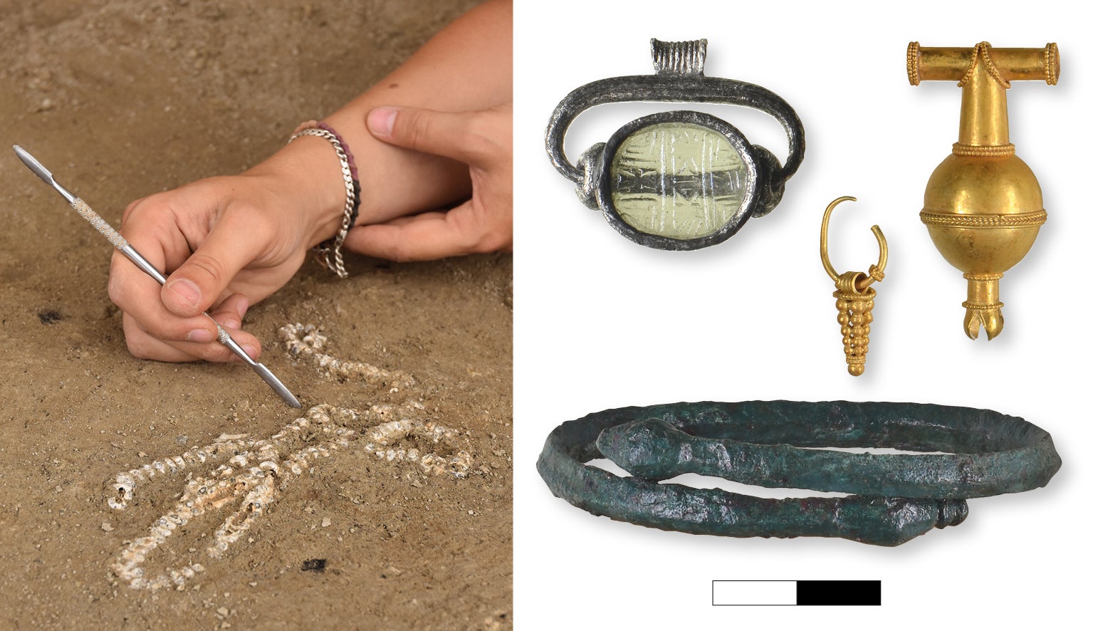 Gold, silver and amber jewelry was discovered in the 2000-year-old temple