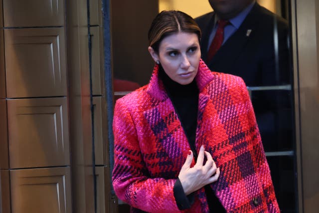 <p>Alina Habba, Donald Trump’s legal adviser, pictured leaving court in January after his defamation civil trial. She claims Mr Trump “reads a lot” when asked about him falling asleep in court this week during his hush money criminal trial </p>