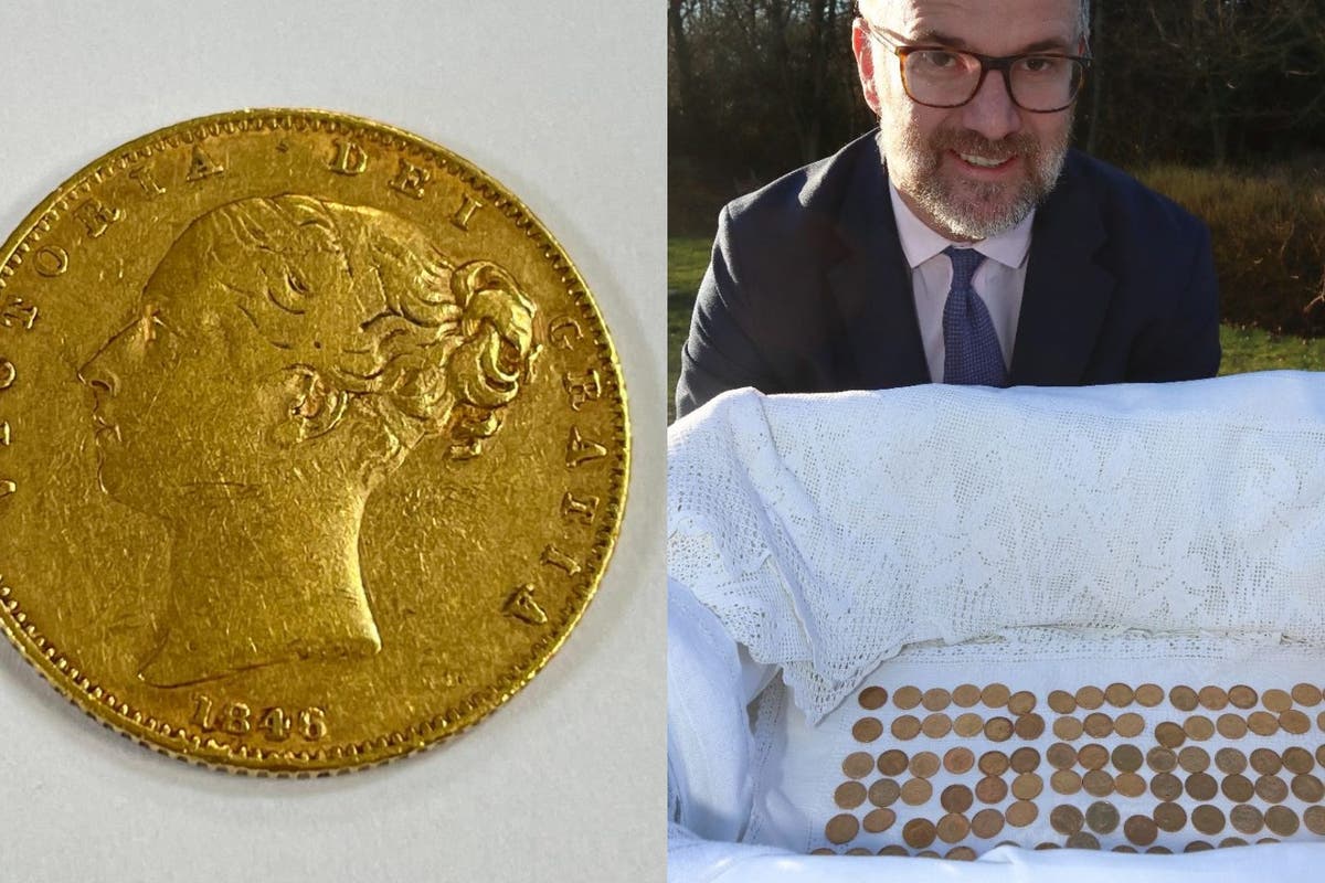 Gold coins found in pillowcases and sock raise £118k at auction