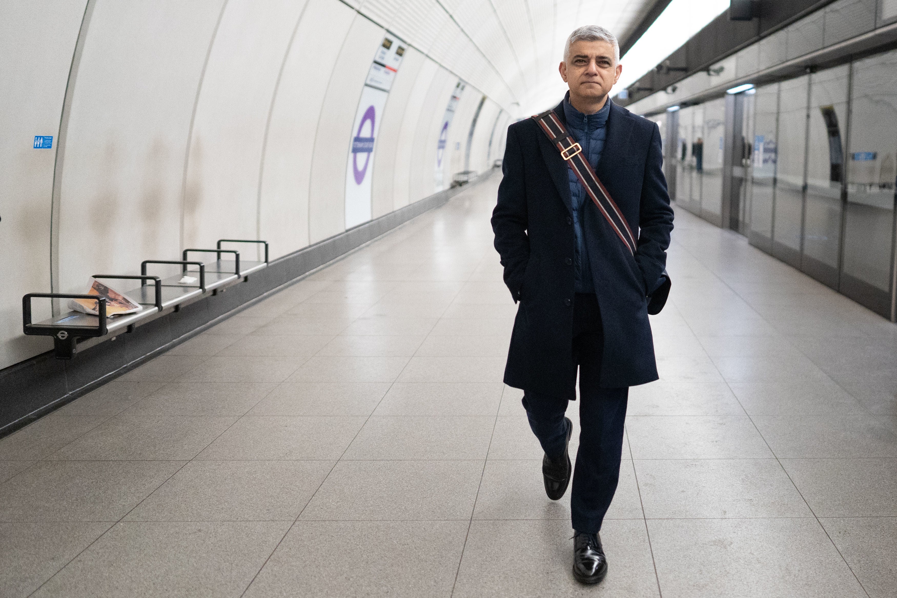 London Mayor Sadiq Khan at Tottenham Court Road Elizabeth Line Station