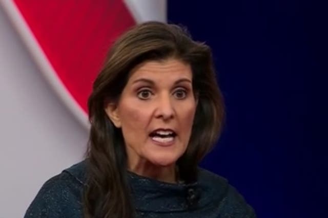 <p>Nikki Haley takes part in a CNN town hall event in New Hampshire ahead of the state’s 2024 Republican presidential primary</p>