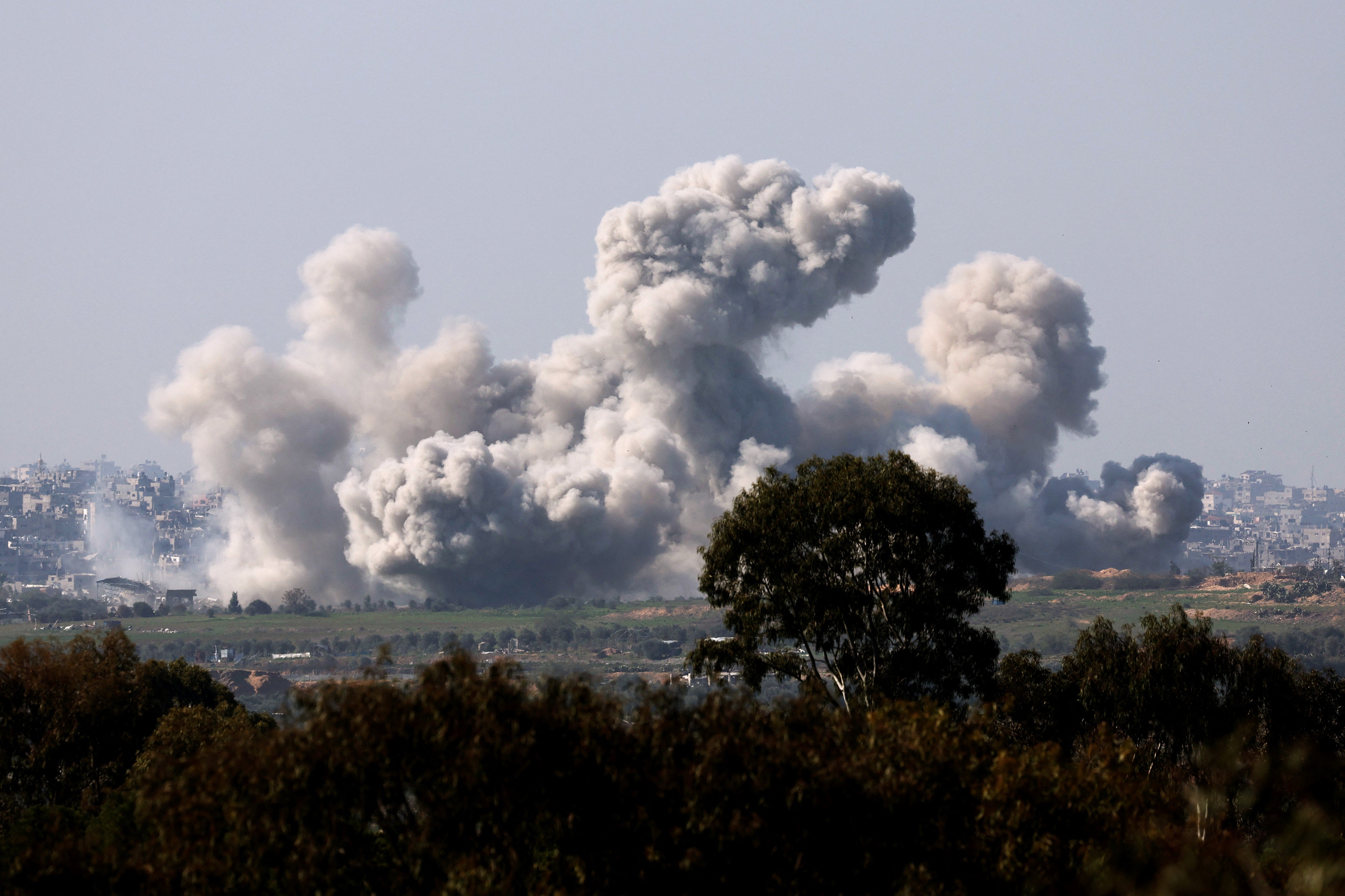 Smoke billows over the Gaza Strip as Israel carries out airstrikes