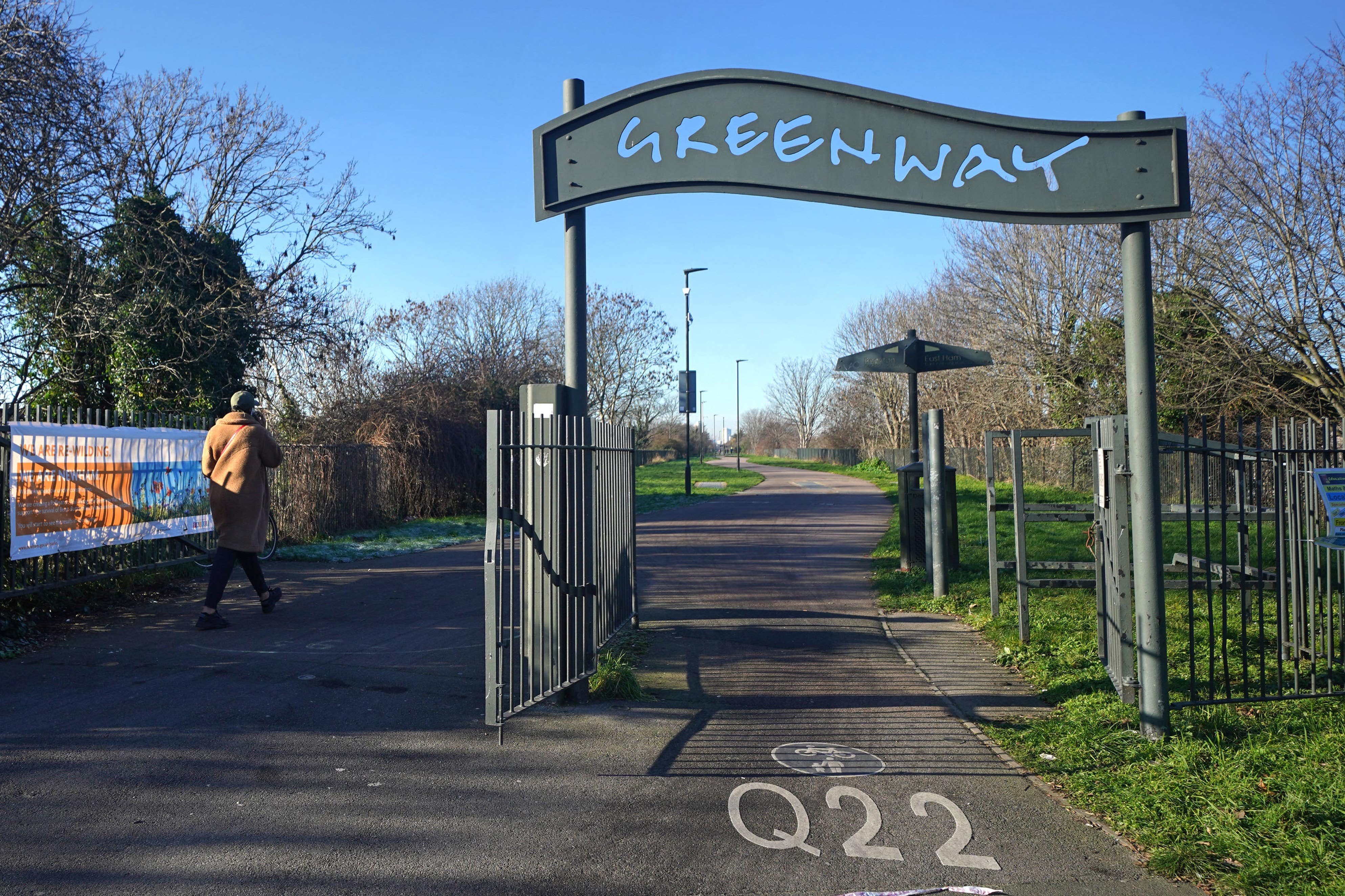 The junction of the Greenway and High Street South in Newham, east London, where a newborn baby was found in a shopping bag by a dog walker (Yui Mok/PA)