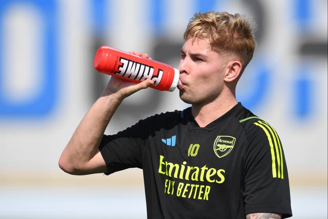 <p>Emile Smith Rowe of Arsenal during a training session</p>