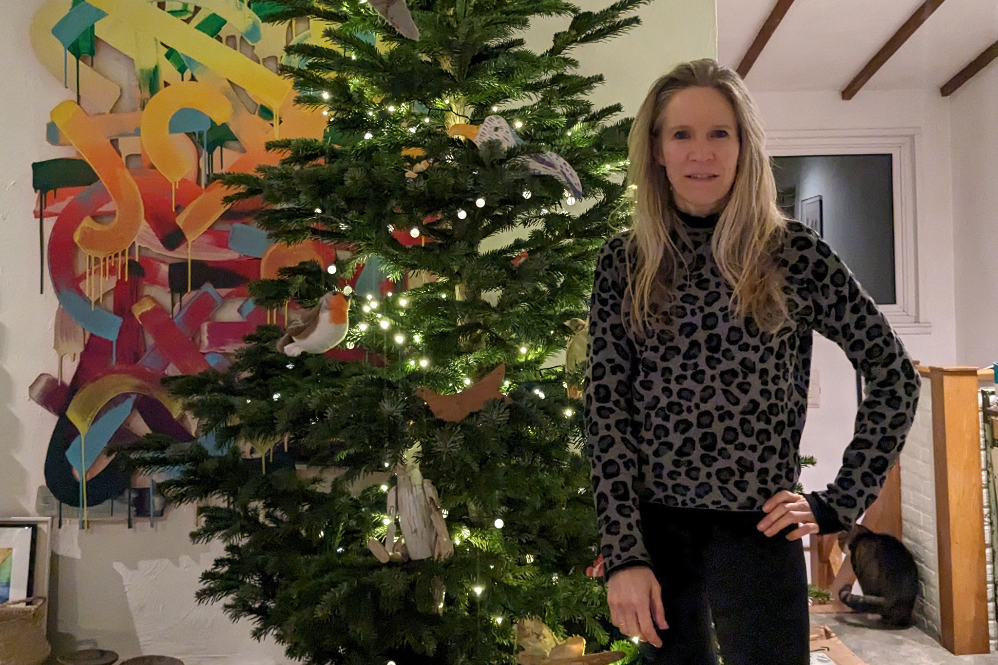 Fearless fir: Fleur Britten is adamant her Christmas tree is staying up past January