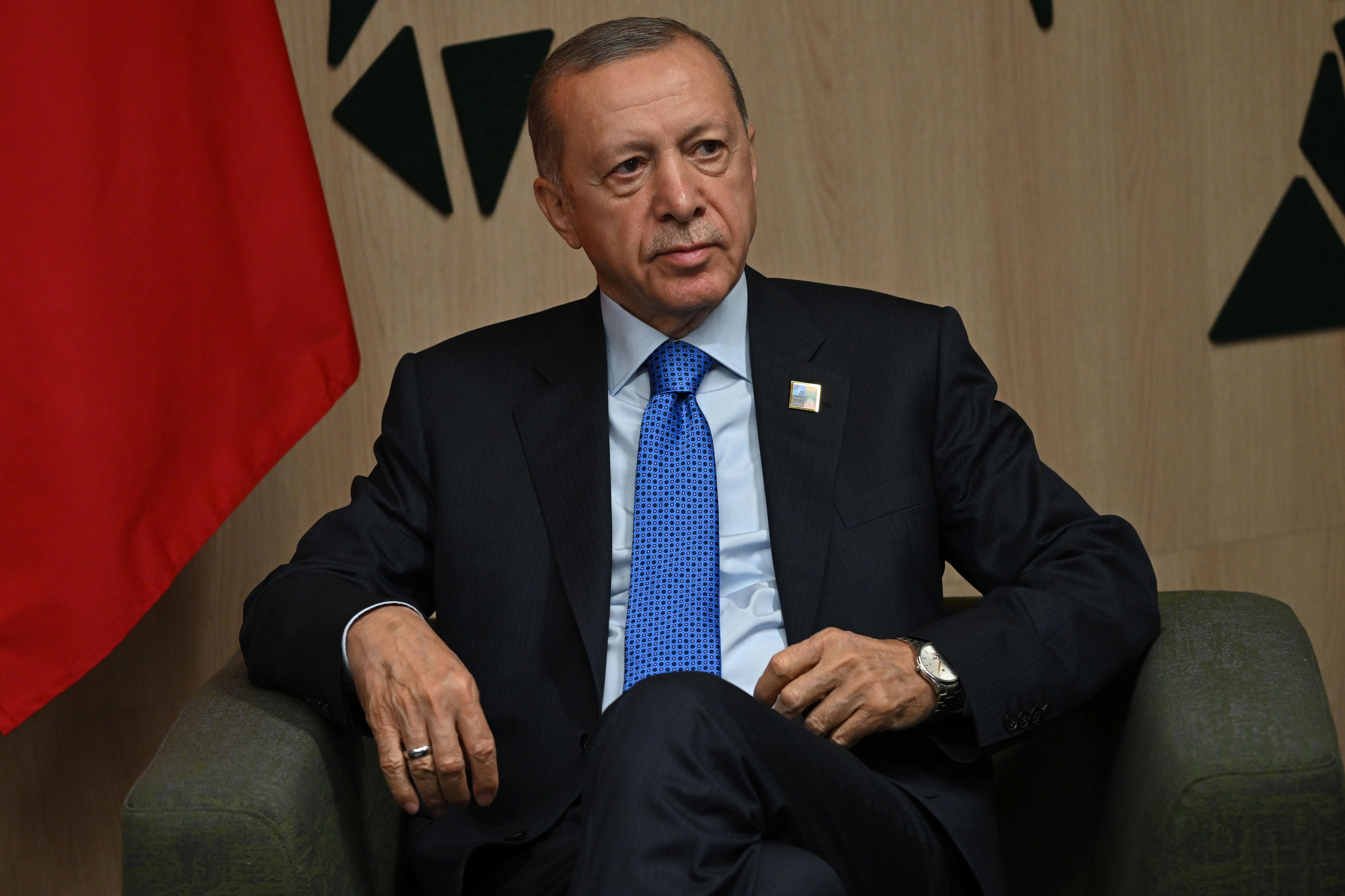 Turkey’s President Recep Tayyip Erdogan during the Nasto summit in Vilnius, Lithuania (Paul Ellis/PA)