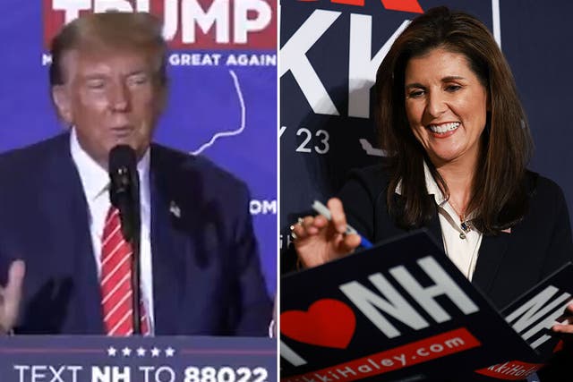 <p>Donald Trump calls Republican rival Nikki Haley ‘birdbrain’ during New Hampshire rally</p>