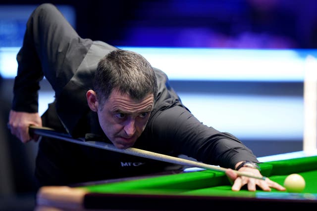 Ronnie O’Sullivan made four century breaks in his whirlwind 6-1 win against Ding Junhui (Bradley Collyer/PA)